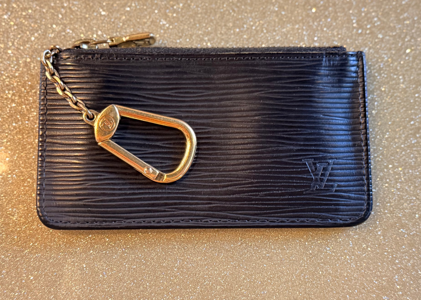 Louis Vuitton Black Epi Leather Key Pouch (Cles)