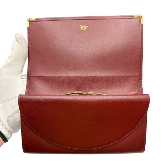 Cartier Les Must de Cartier Burgundy Leather Wallet with Original Packaging