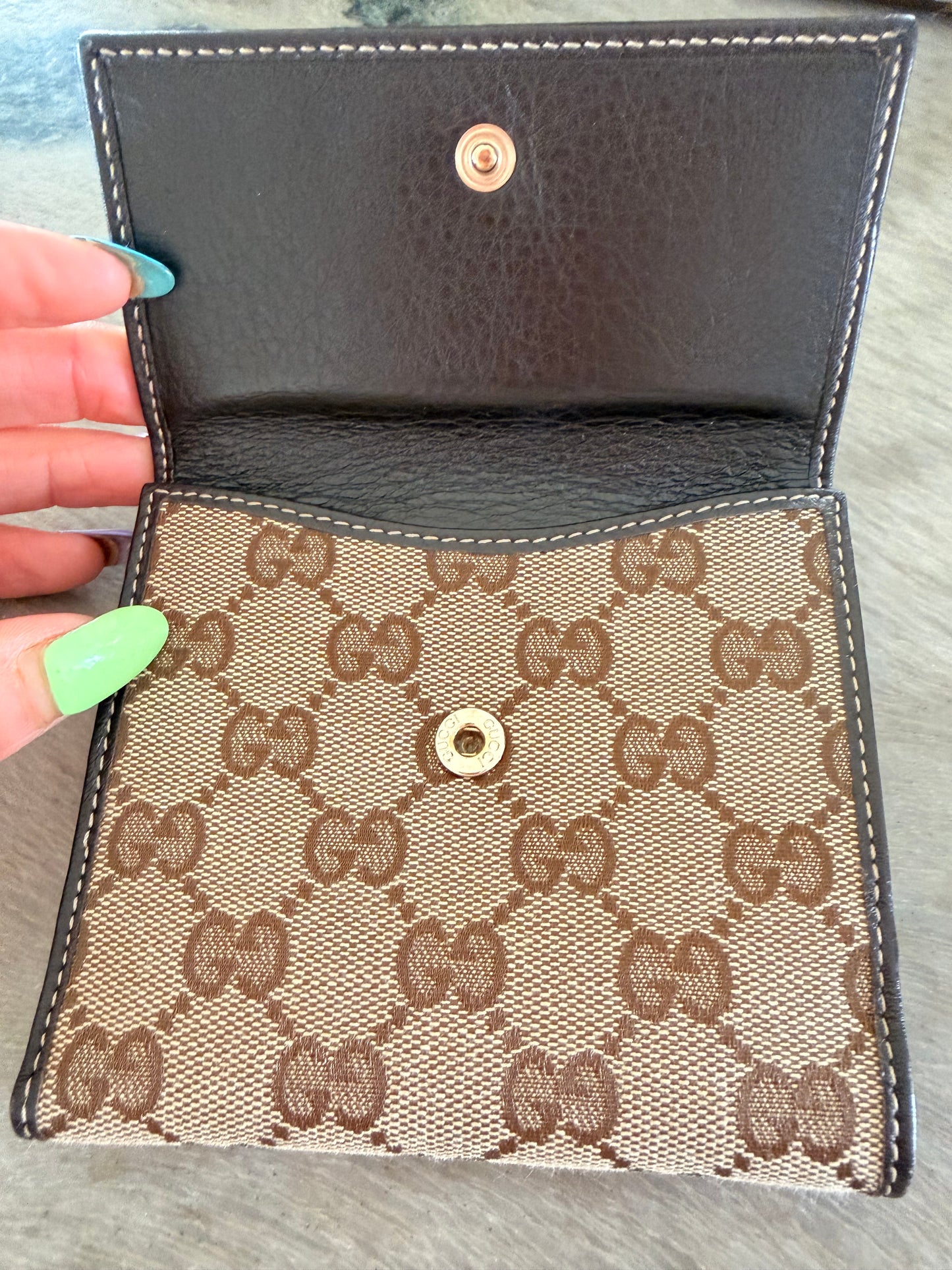 Gucci GG Canvas Bifold Wallet with Leather Trim