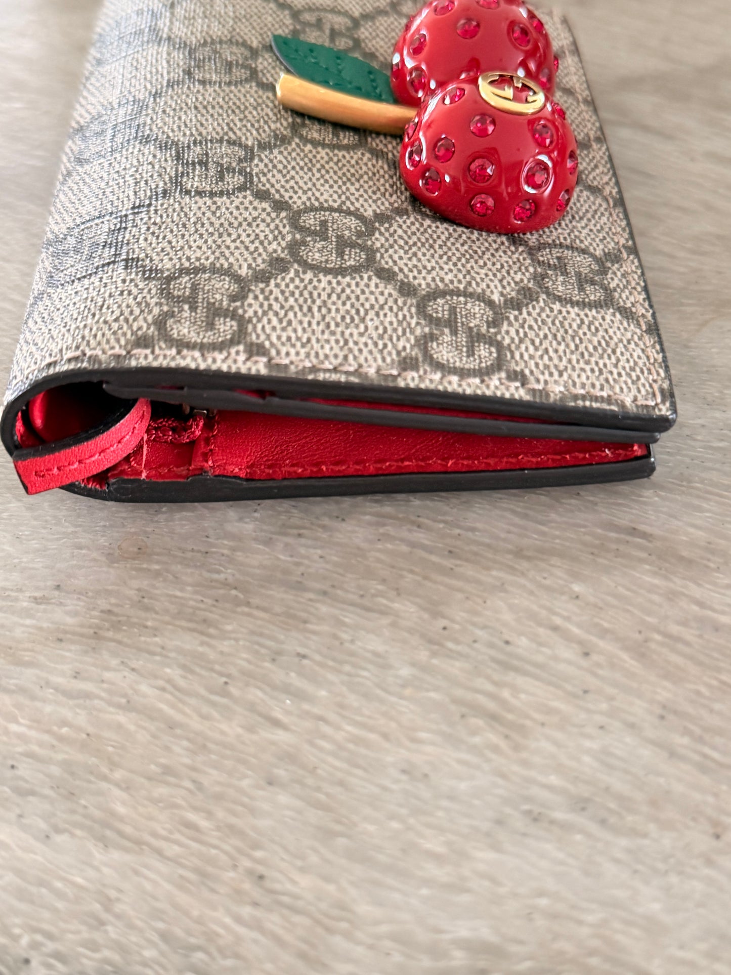 Gucci GG Supreme Cherry Continental Wallet