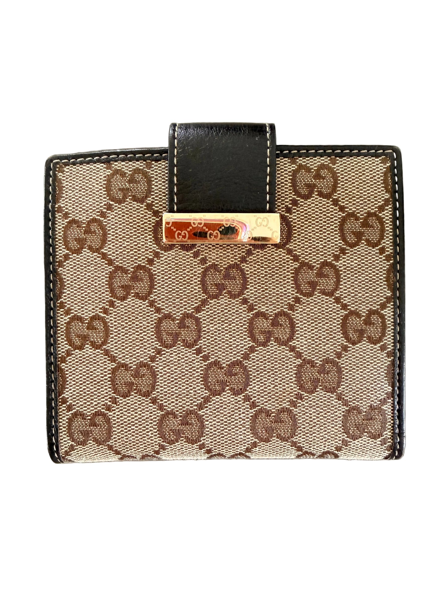 Gucci GG Canvas Bifold Wallet with Leather Trim