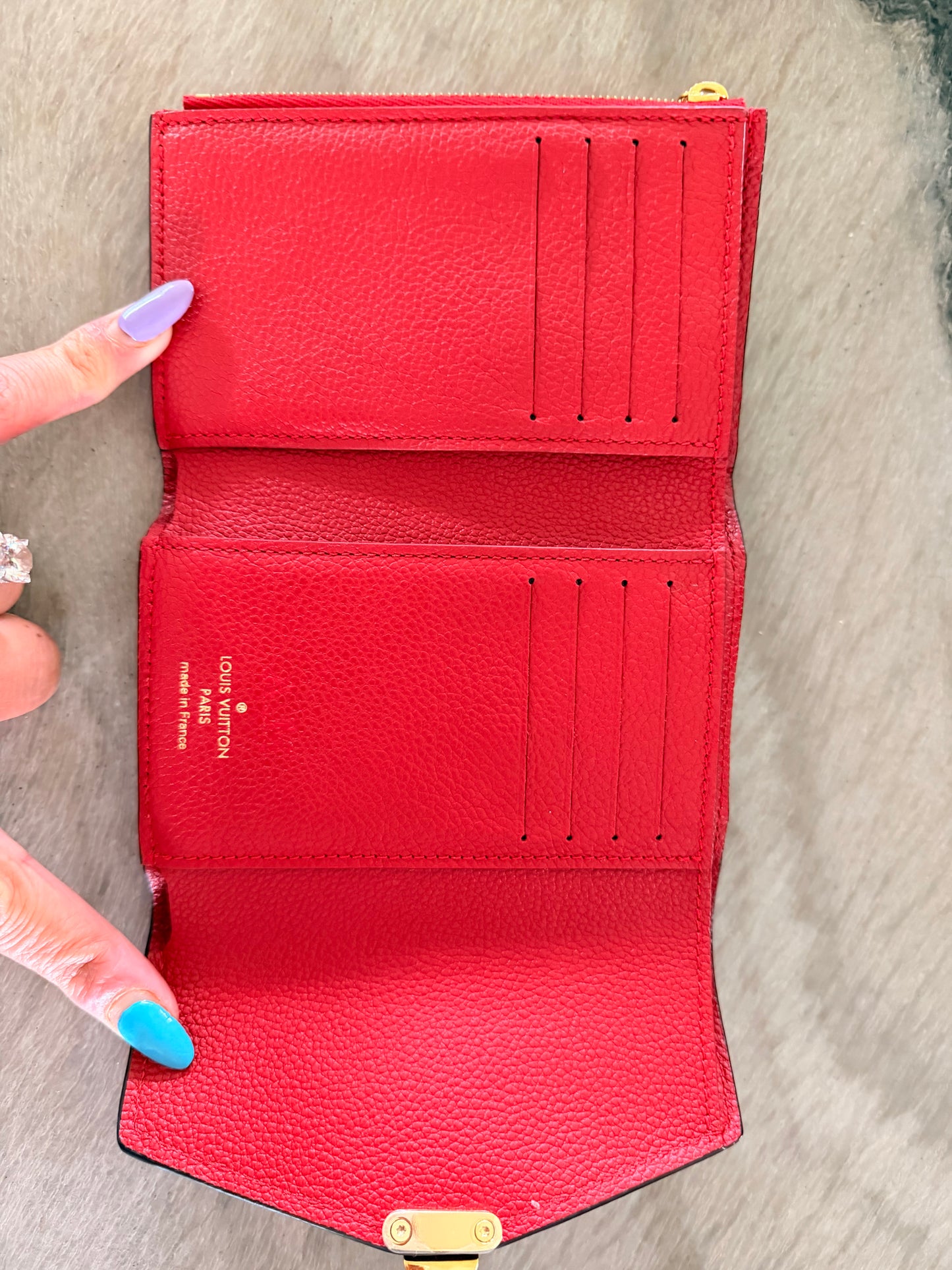 Louis Vuitton Monogram Canvas & Red Leather Pallas Wallet