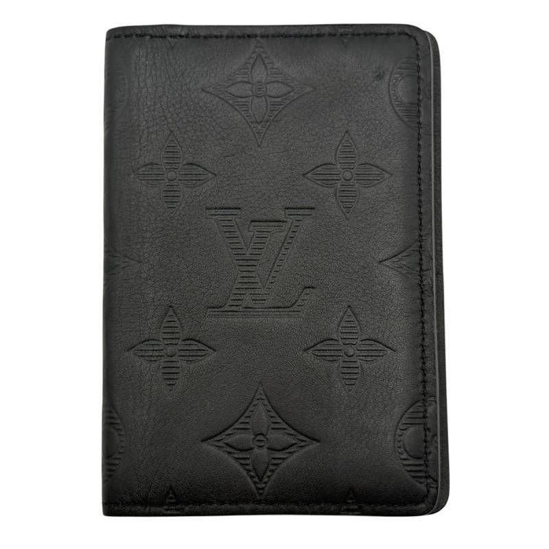 Louis Vuitton Black Monogram Shadow Leather Card Holder Wallet