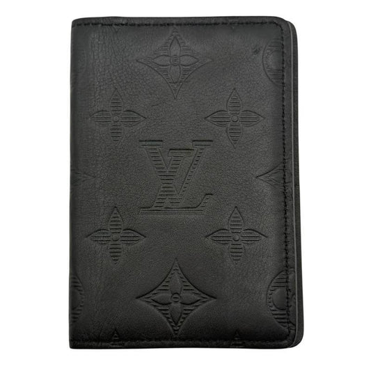 Louis Vuitton Black Monogram Shadow Leather Card Holder Wallet
