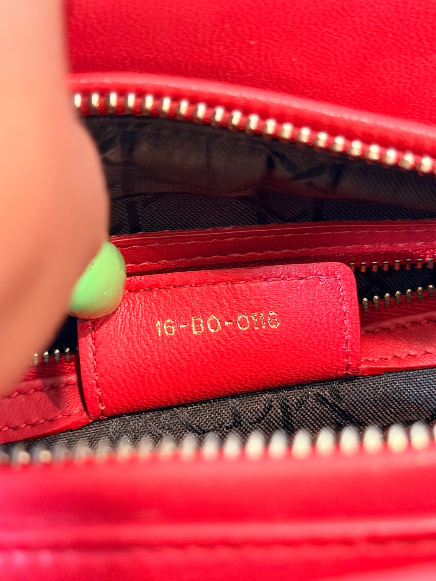 Christian Dior Medium Lady Dior Cannage Lambskin Bag in Cherry Red with Gold Hardware