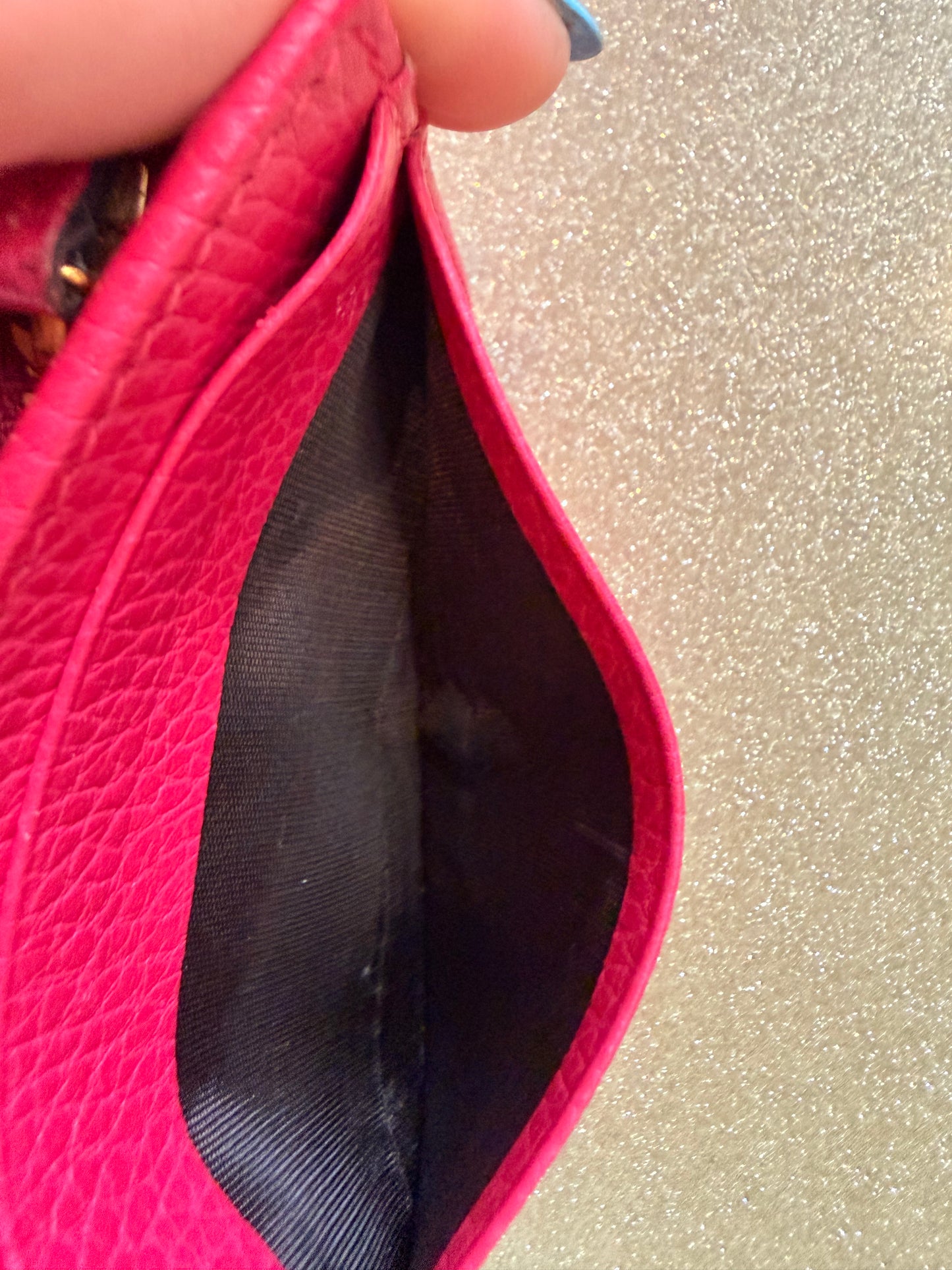 Gucci Pink GG Marmont Leather Wallet w/ Coin Pocket