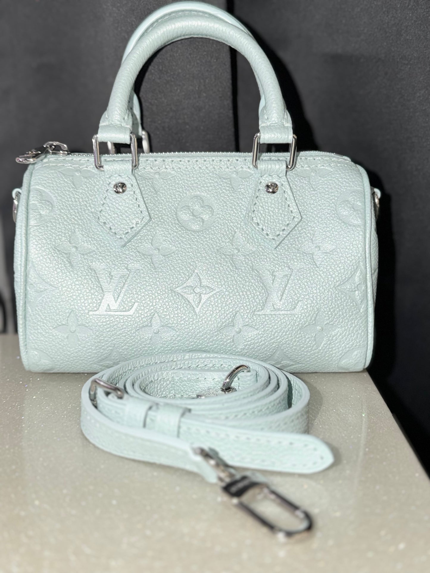 Louis Vuitton Empreinte Monogram Nano Speedy Pearly Lagoon Turquoise
