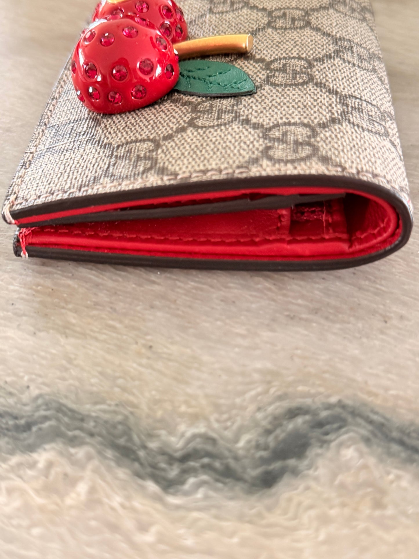 Gucci GG Supreme Cherry Continental Wallet