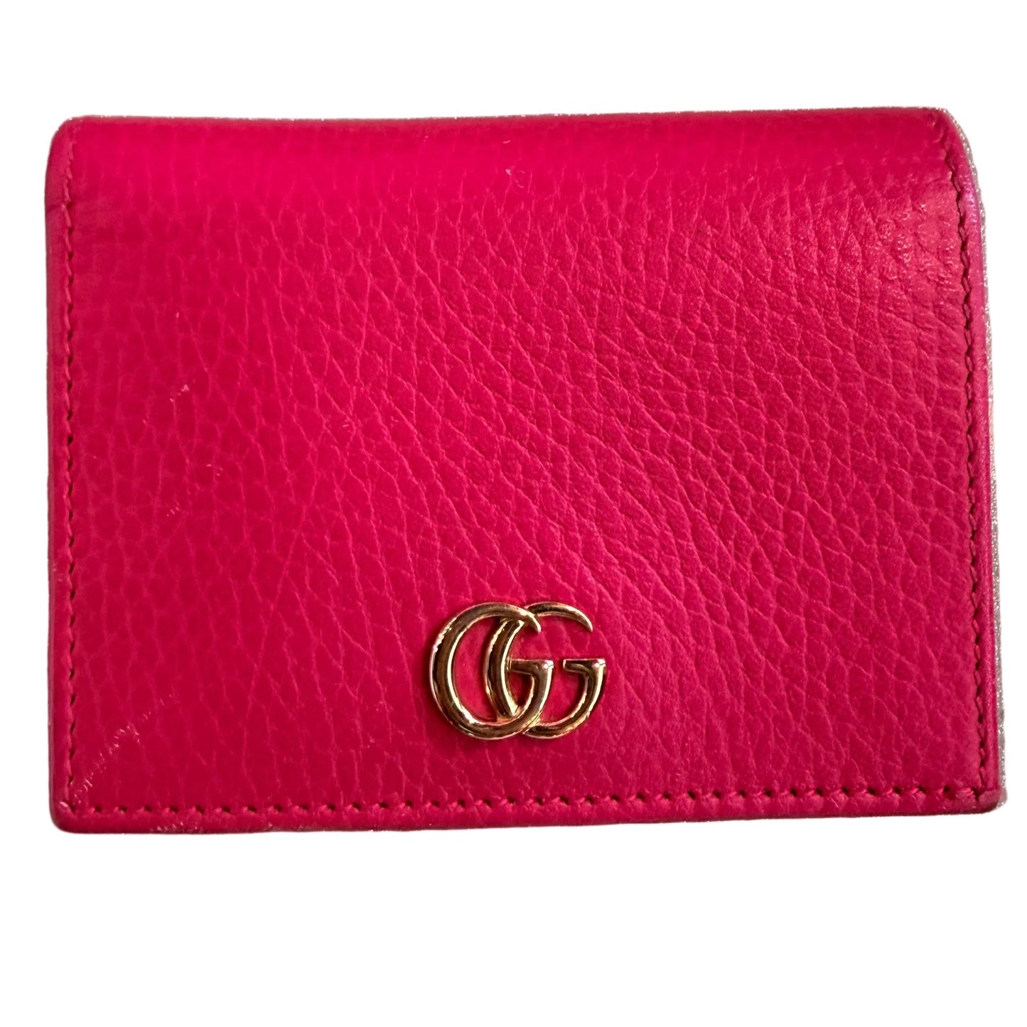 Gucci Pink GG Marmont Leather Wallet w/ Coin Pocket