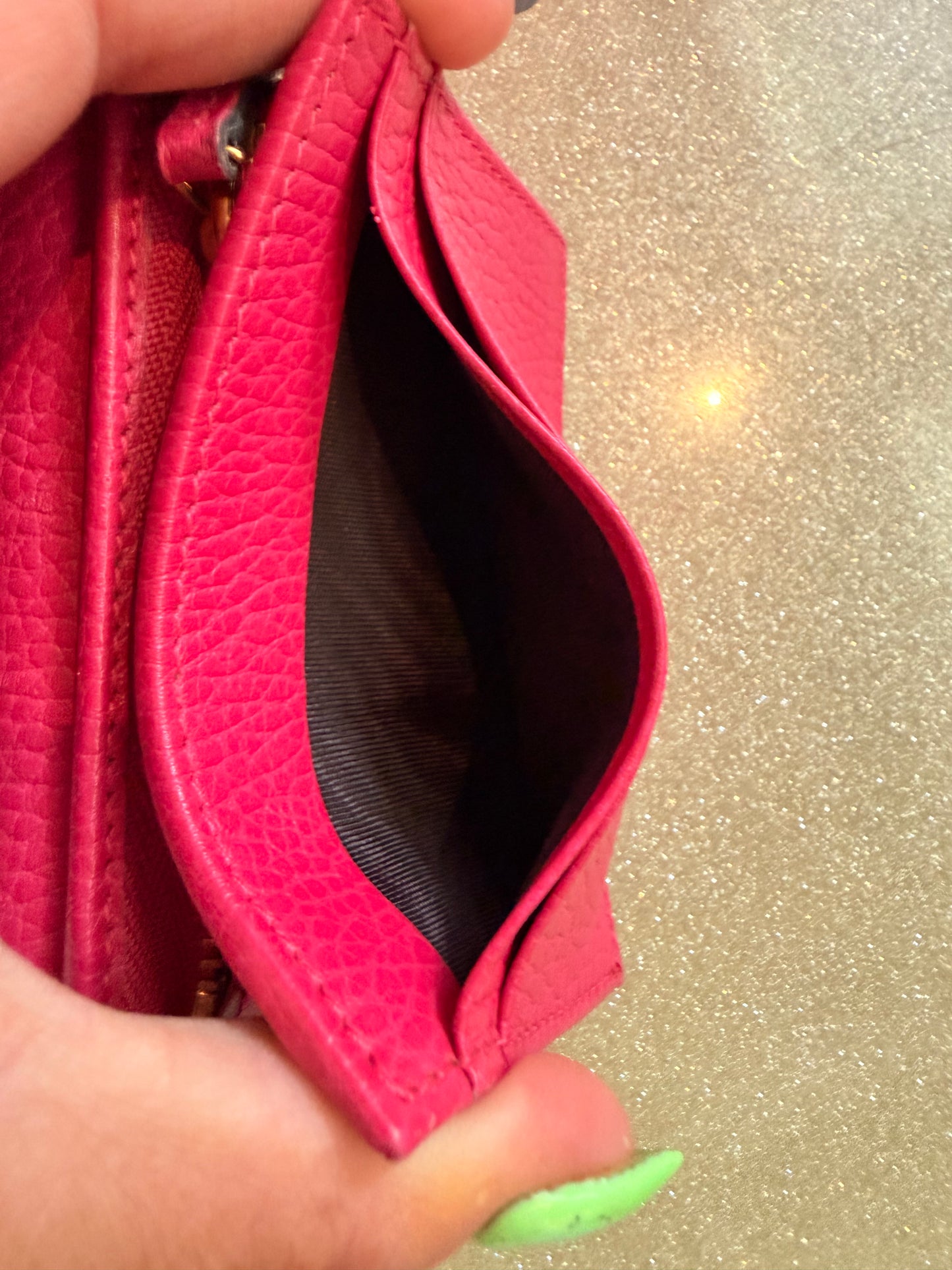 Gucci Pink GG Marmont Leather Wallet w/ Coin Pocket
