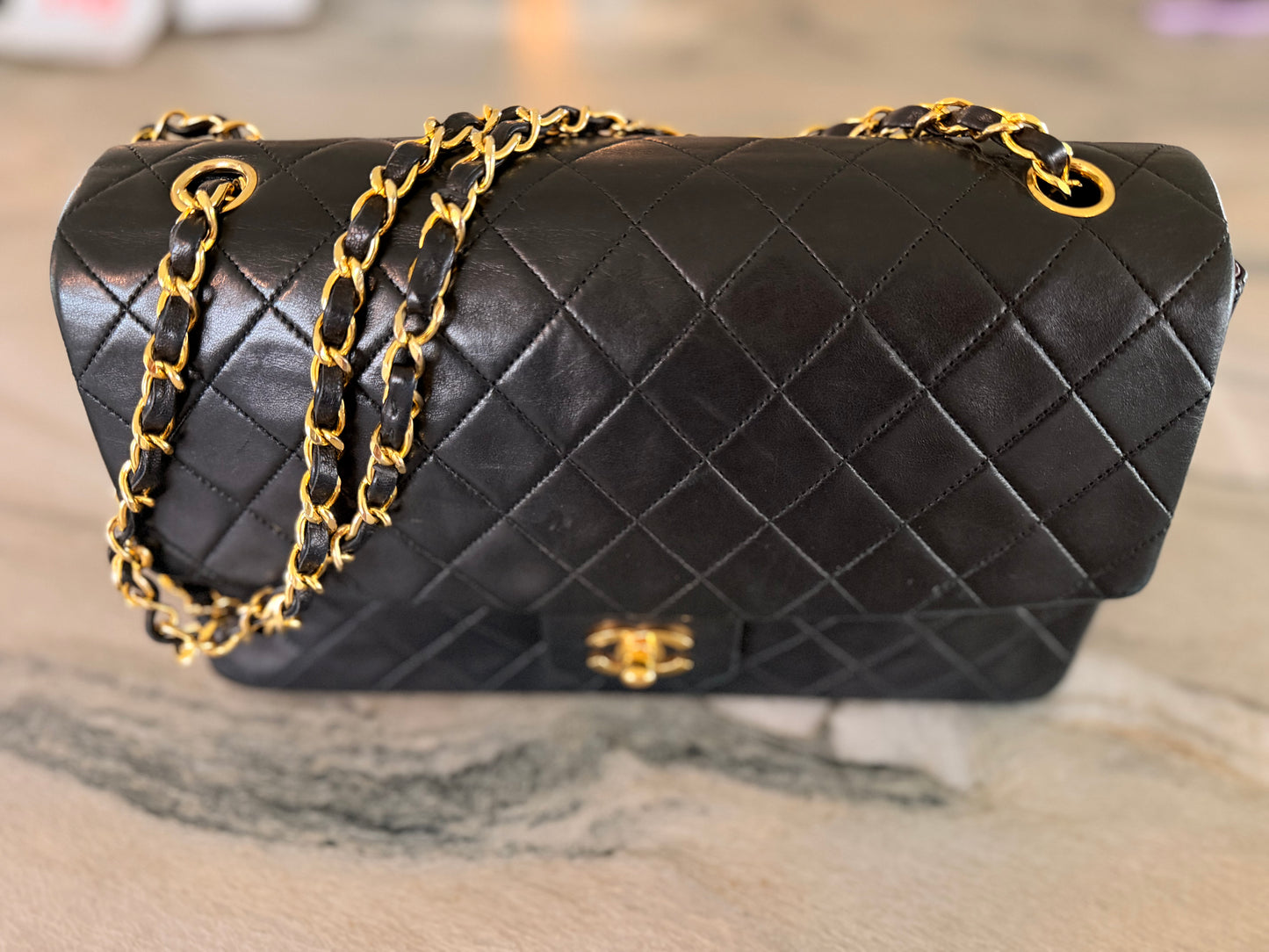 VINTAGE Chanel Black Classic Flap Bag w/wallet