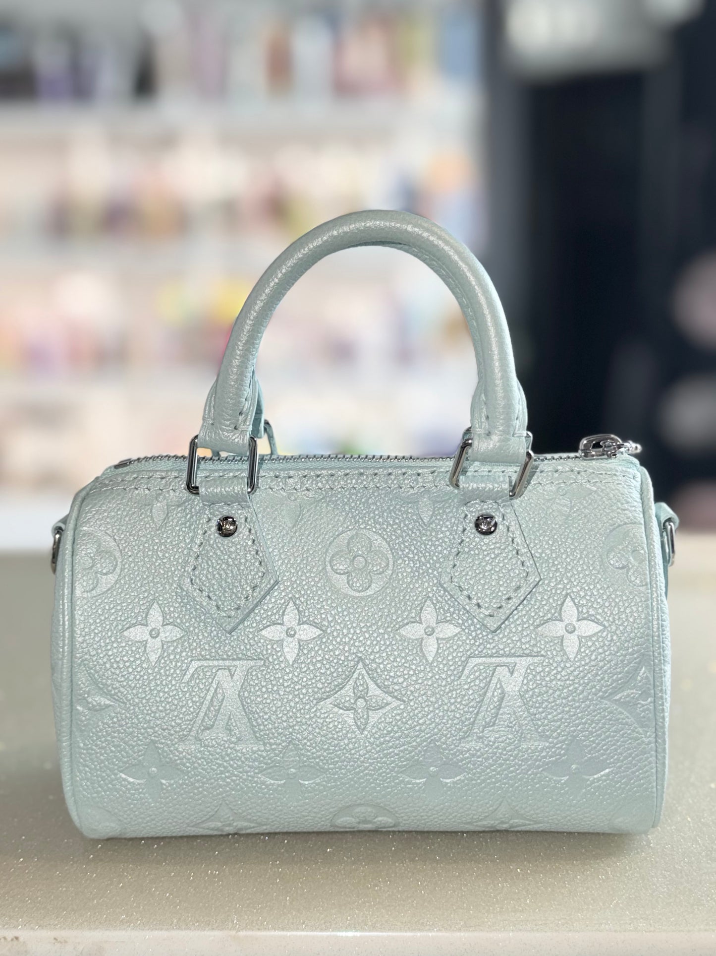 Louis Vuitton Empreinte Monogram Nano Speedy Pearly Lagoon Turquoise
