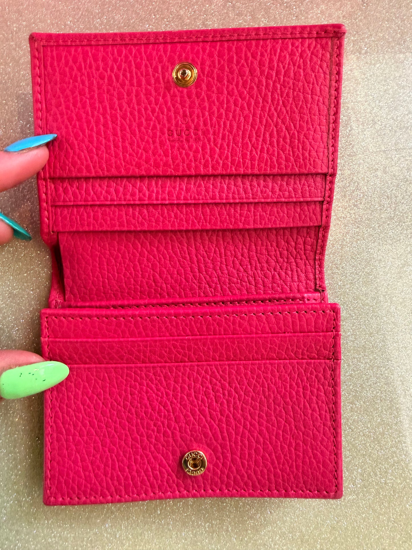 Gucci Pink GG Marmont Leather Wallet w/ Coin Pocket
