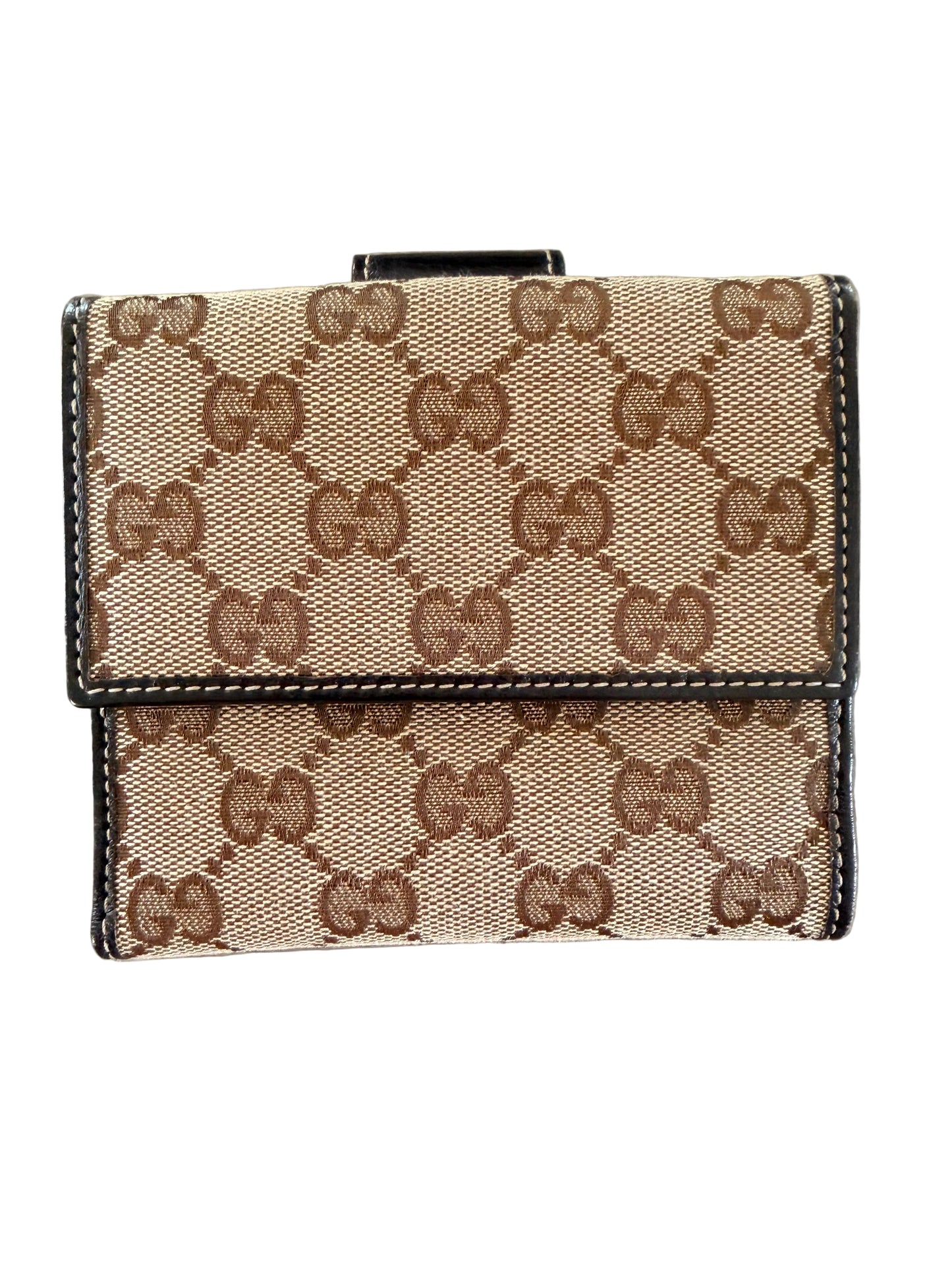 Gucci GG Canvas Bifold Wallet with Leather Trim