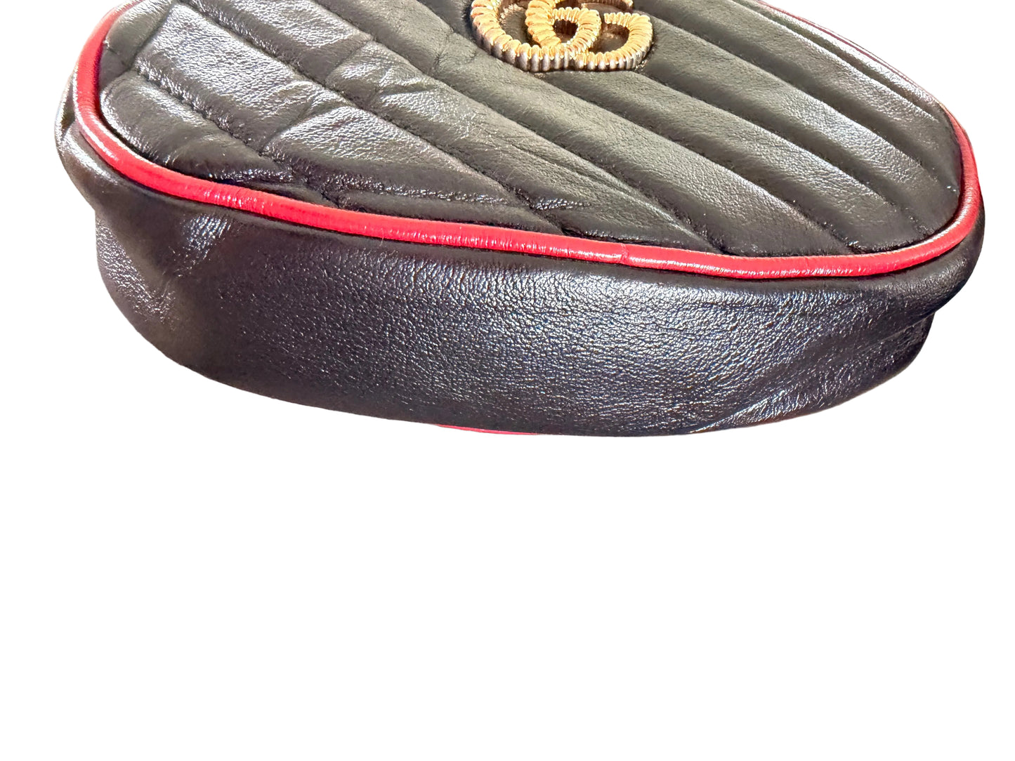 Gucci Black Matelassé Leather GG Marmont Belt Bag
