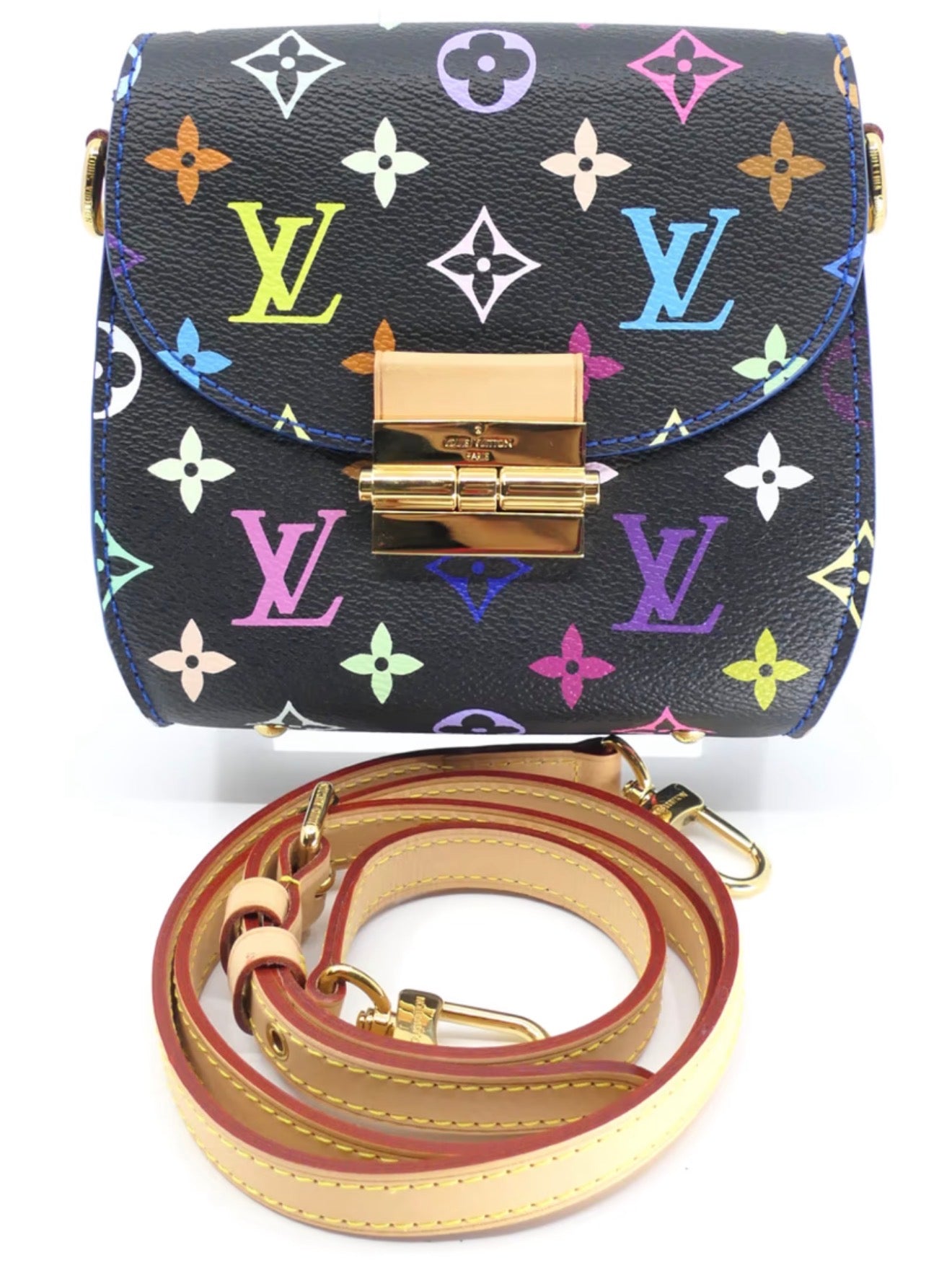 Louis Vuitton x Takashi Murakami Heartbreaker in Multi Color monogram on black canvas with blue interior