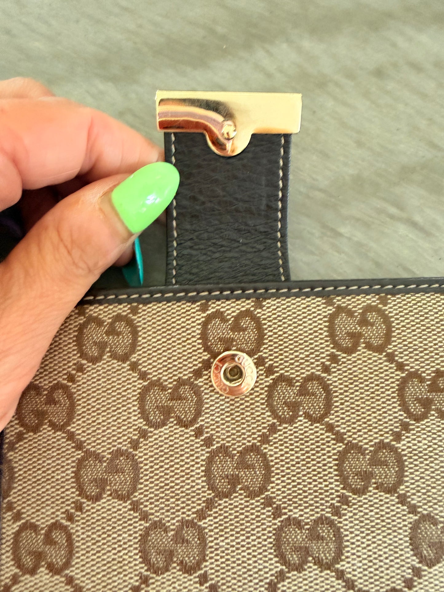 Gucci GG Canvas Bifold Wallet with Leather Trim