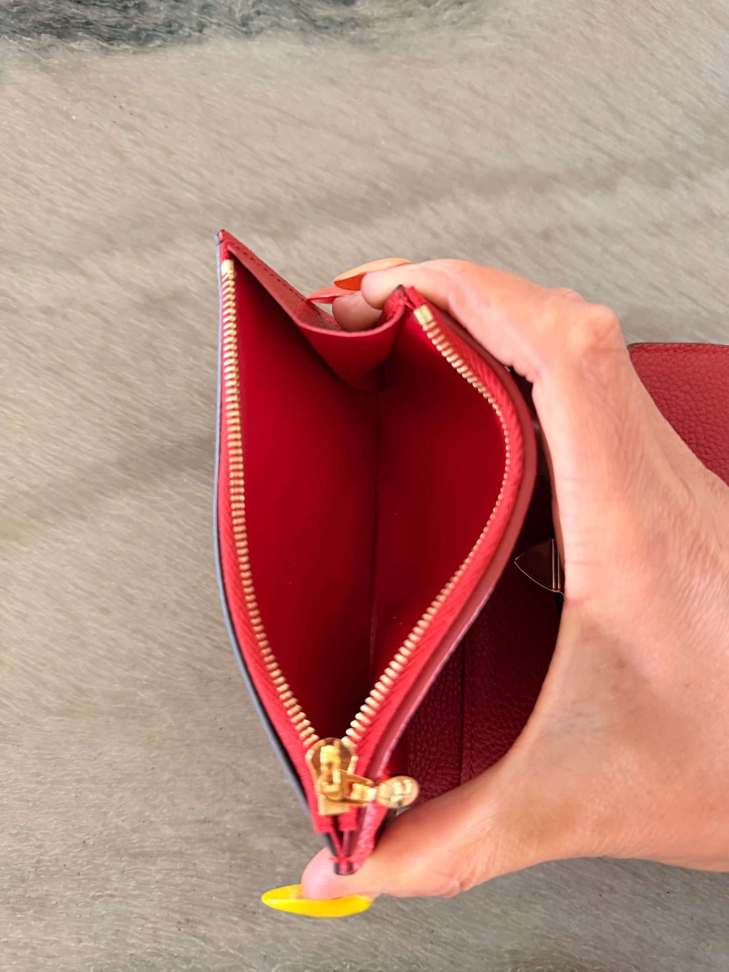 Louis Vuitton Monogram Canvas & Red Leather Pallas Wallet