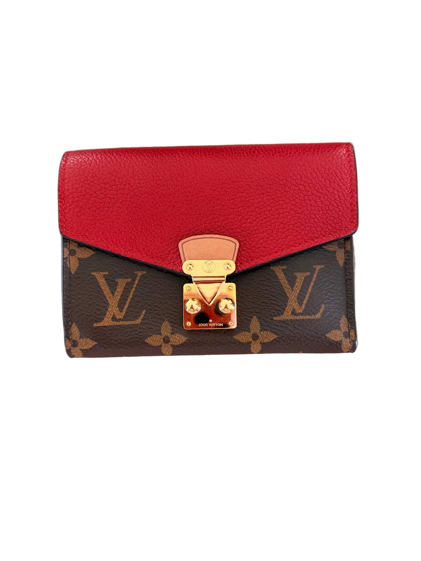 Louis Vuitton Monogram Canvas & Red Leather Pallas Wallet