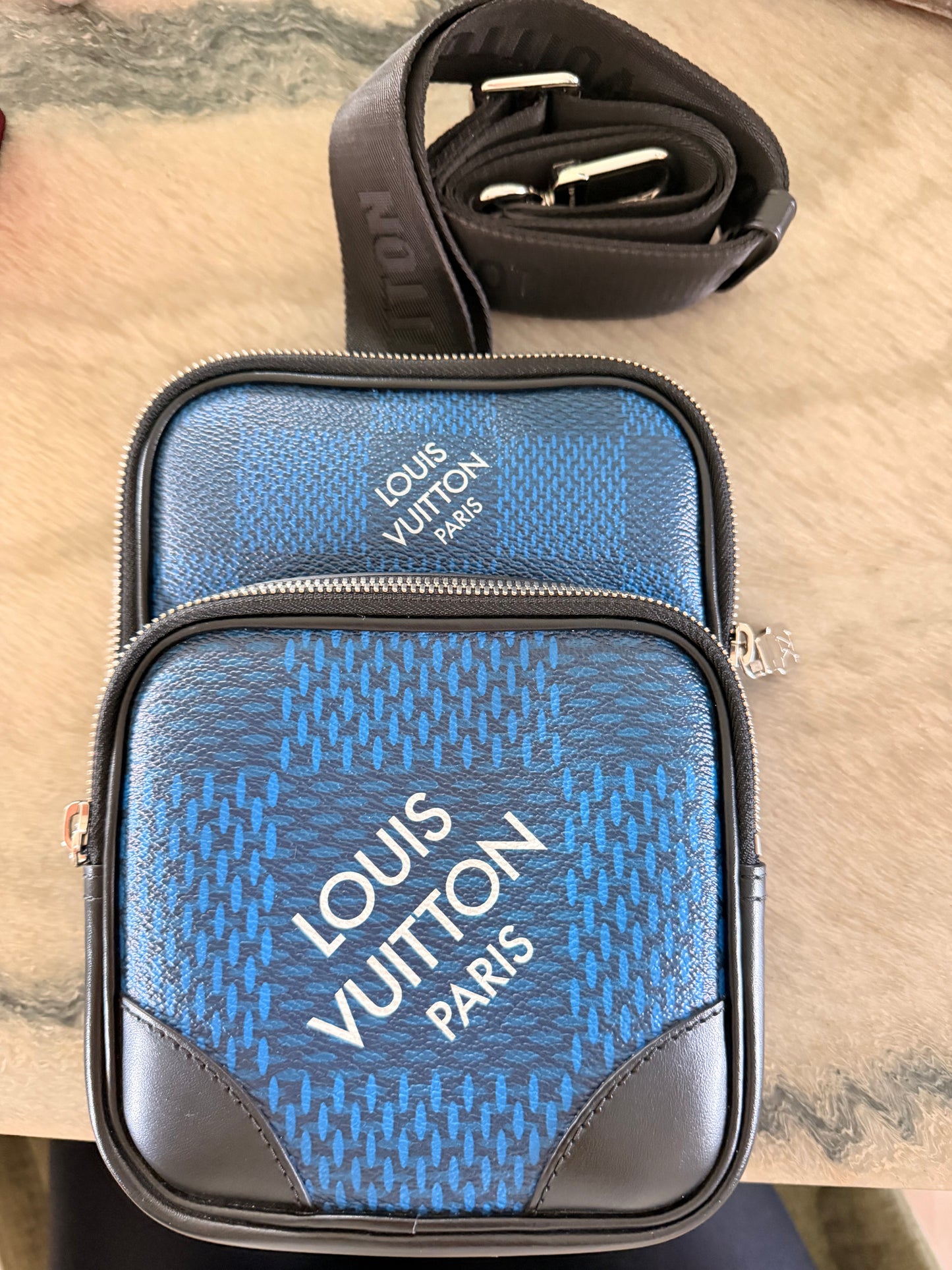 Brand New! Louis Vuitton Damier Graphite Blue Avenue Sling Bag