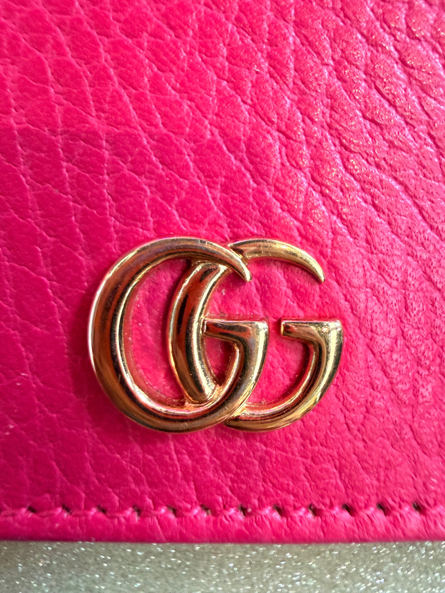 Gucci Pink GG Marmont Leather Wallet w/ Coin Pocket