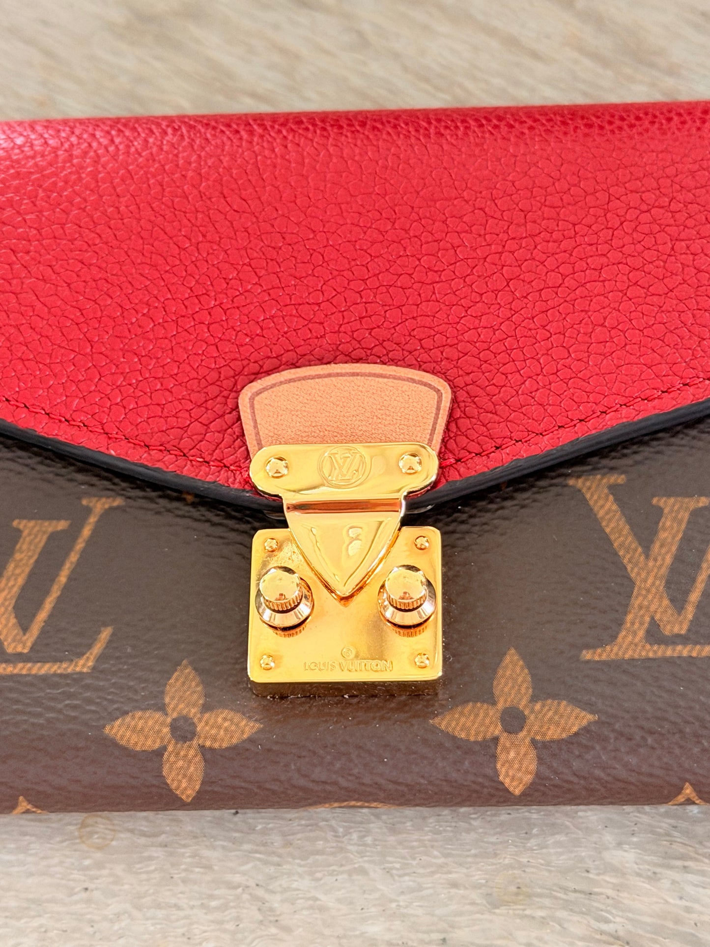 Louis Vuitton Monogram Canvas & Red Leather Pallas Wallet