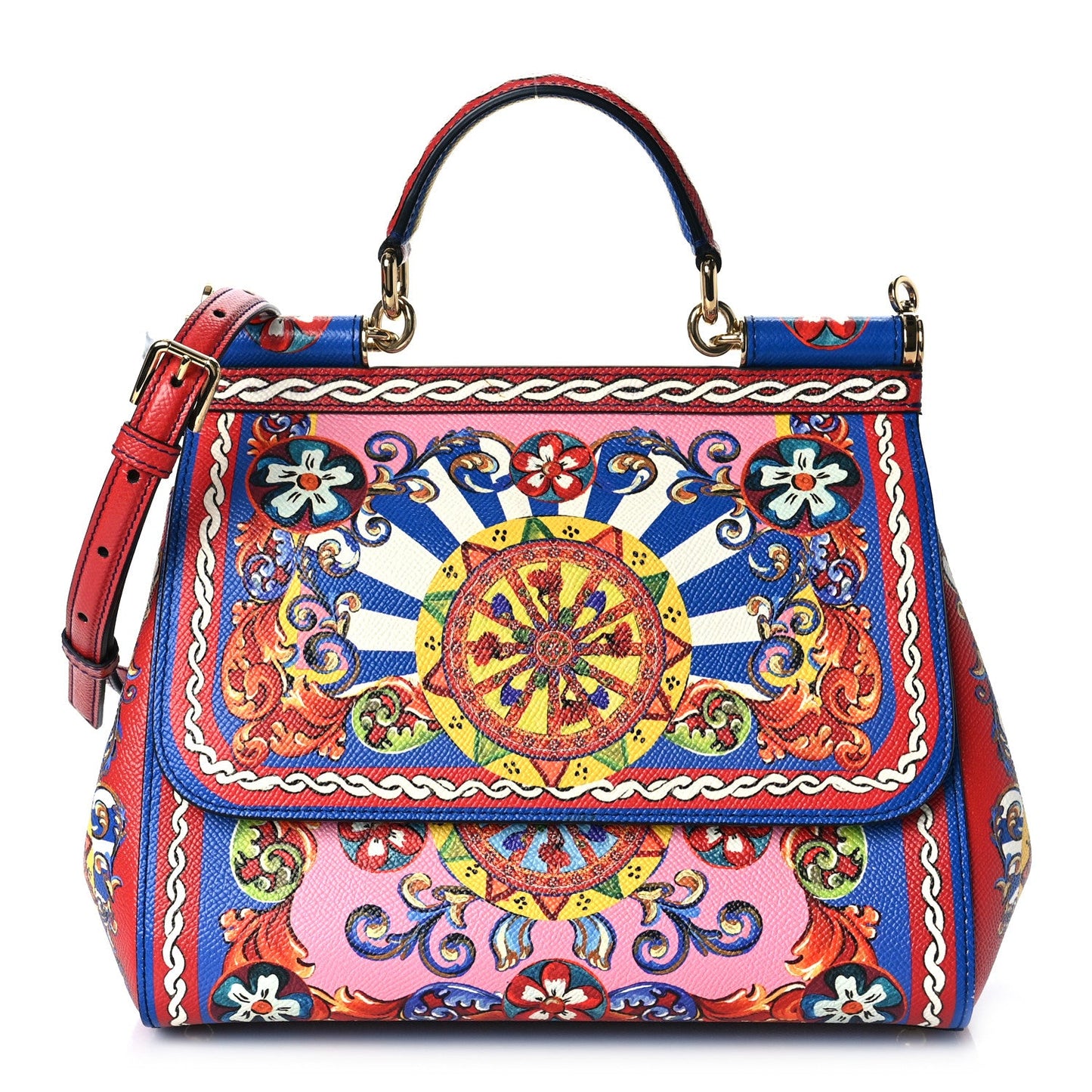 DOLCE & GABBANA-Dauphine Print Medium Miss Sicily Satchel Multicolor Rare Limited Edition!
