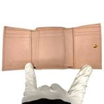Gucci Beige Pebbled Leather GG Marmont Tri-Fold Wallet