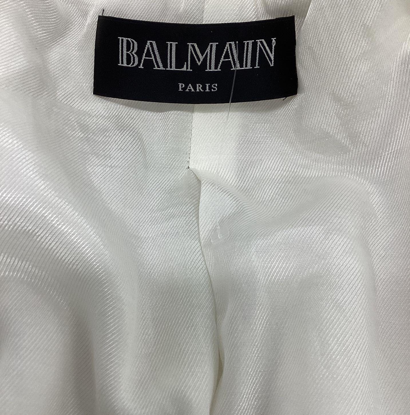 RARE Balmain Women's Iridescent Sequined Mini Blazer/Dress In Pearl Size 38