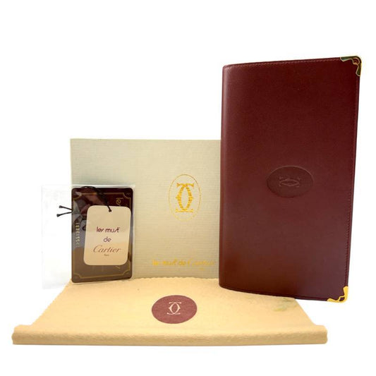 Cartier Les Must de Cartier Burgundy Leather Wallet with Original Packaging