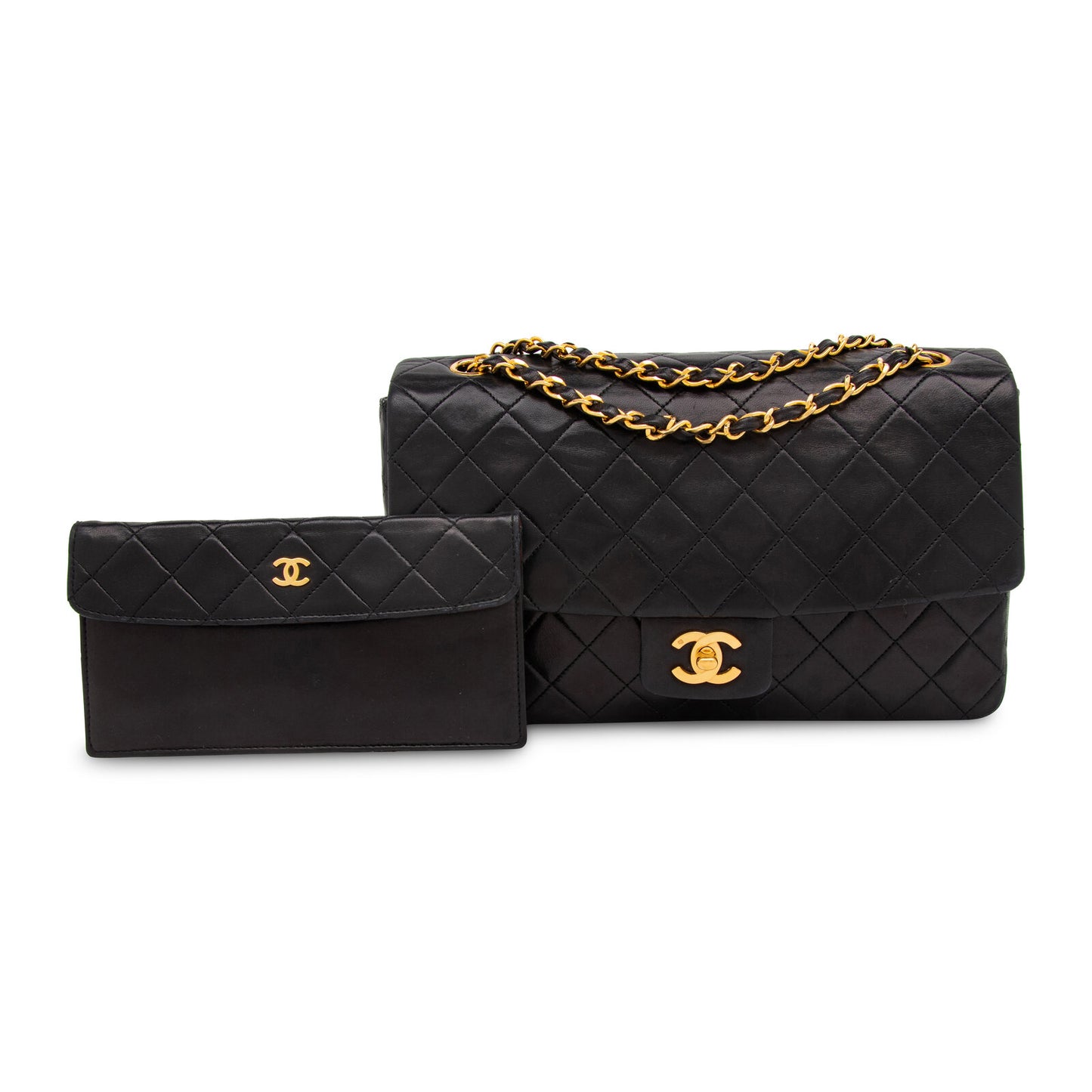 VINTAGE Chanel Black Classic Flap Bag w/wallet