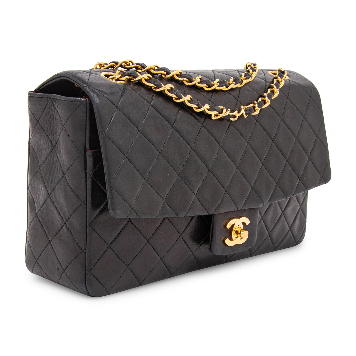 VINTAGE Chanel Black Classic Flap Bag w/wallet