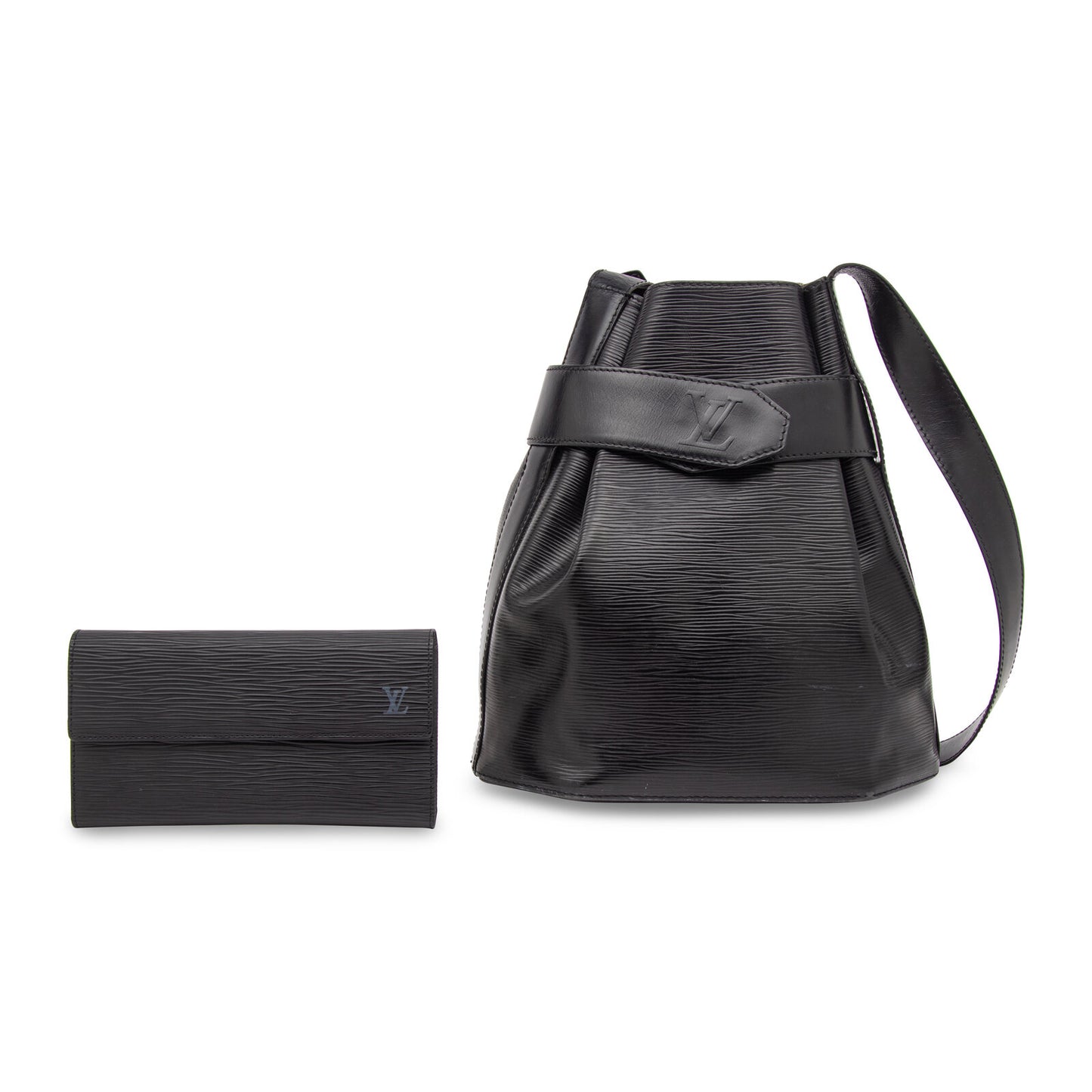 Louis Vuitton, Black Epi Sac d'Epaule & Wallet