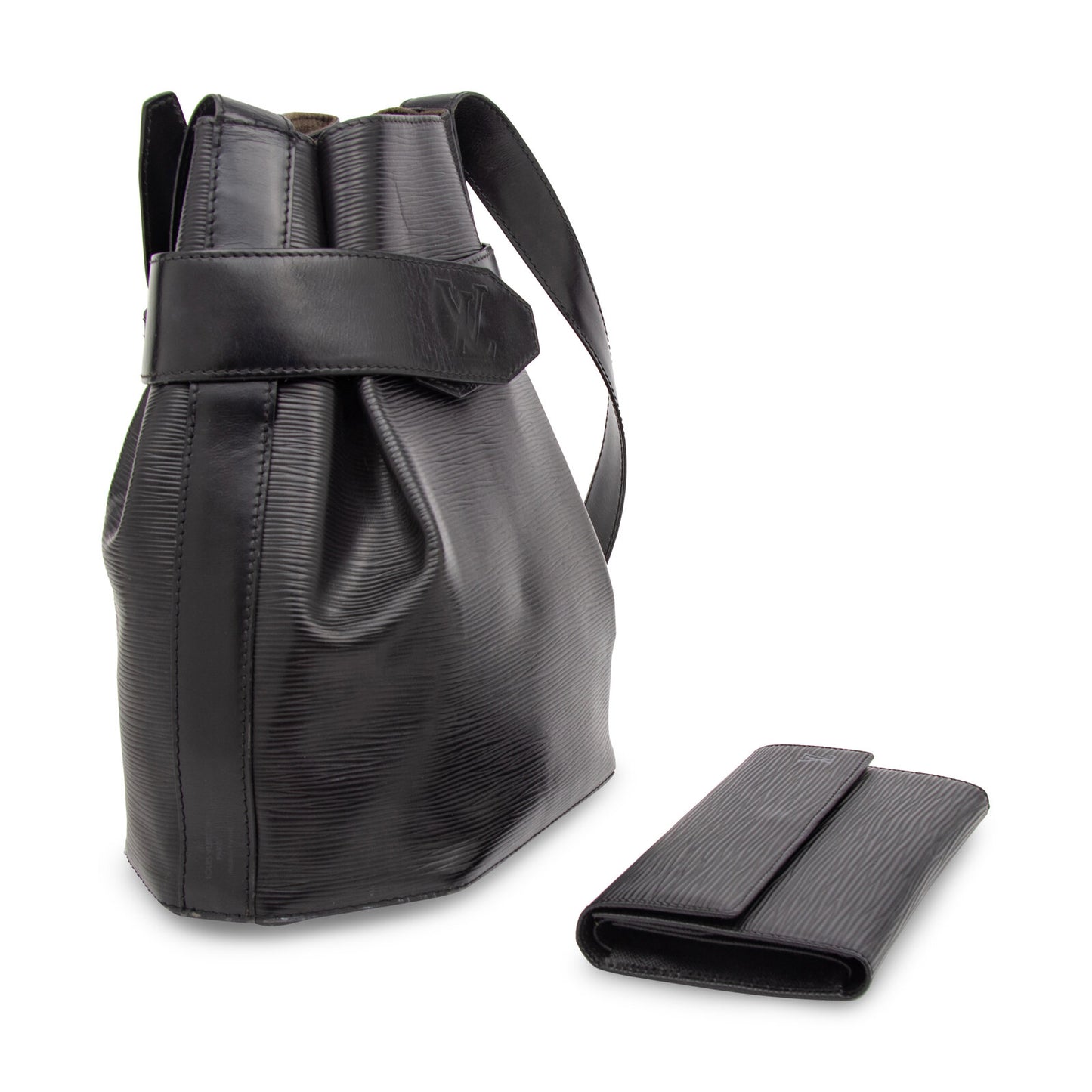 Louis Vuitton, Black Epi Sac d'Epaule & Wallet