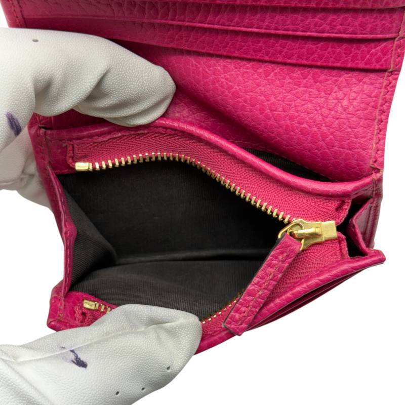 Gucci Pink GG Marmont Leather Wallet w/ Coin Pocket