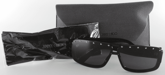 Jimmy Choo Morris/S Black Shield Sunglasses – Studded Frame