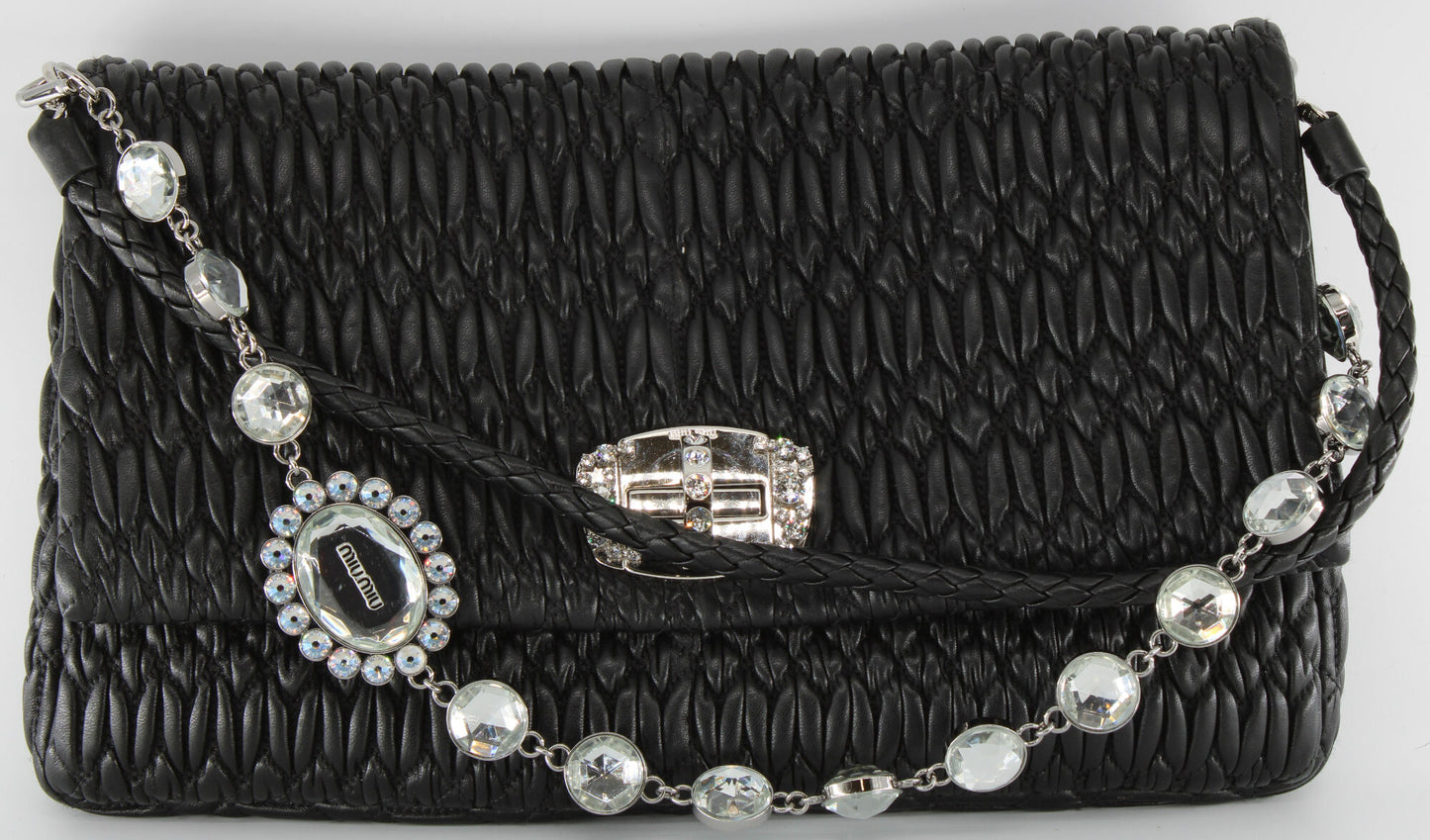 Miu Miu Iconic Crystal Cloqué Nappa leather bag