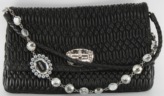 Miu Miu Iconic Crystal Cloqué Nappa leather bag