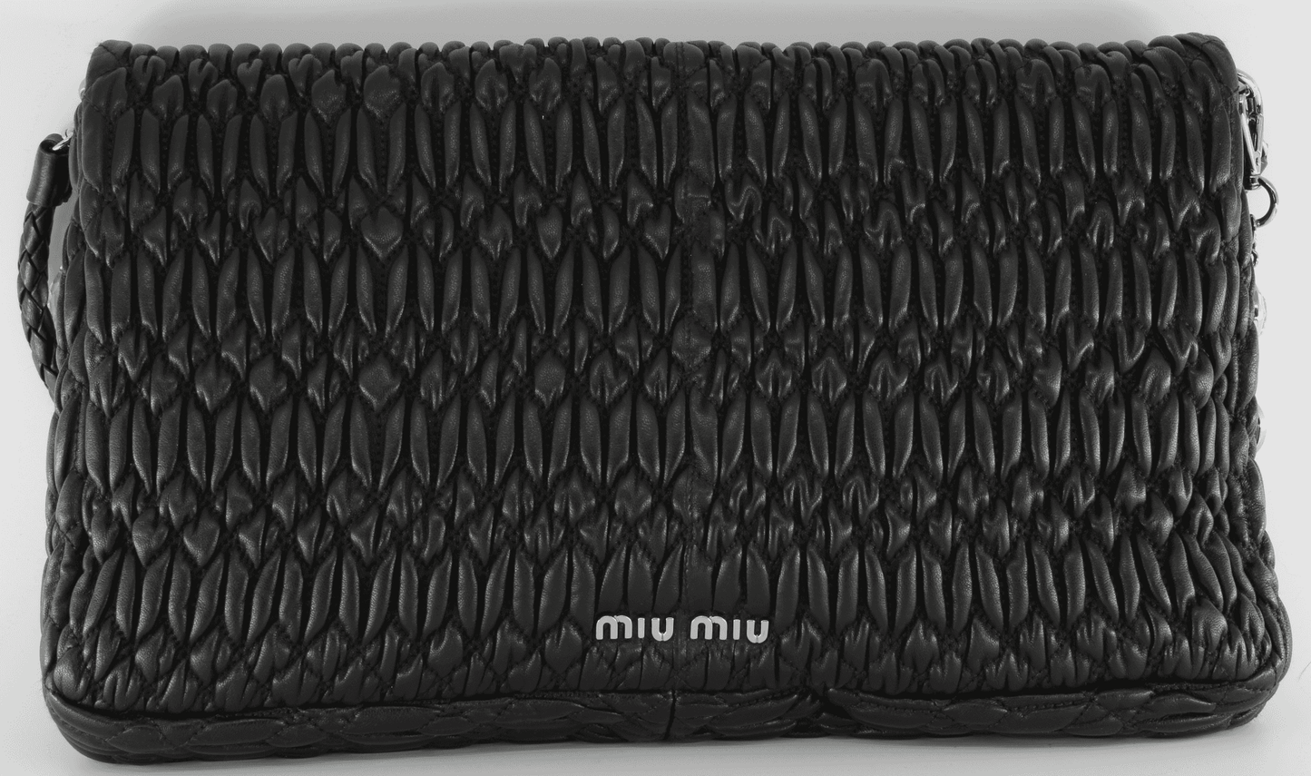 Miu Miu Iconic Crystal Cloqué Nappa leather bag