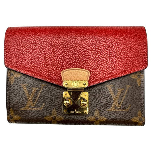 Louis Vuitton Monogram Canvas & Red Leather Pallas Wallet